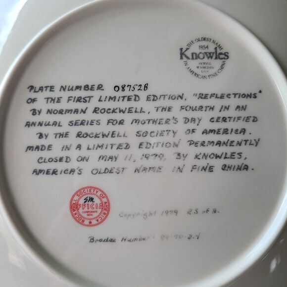 Vintage Norman Rockwell Mother's Day 1979 "Reflections" Knowles Collector Plate - Picture 7 of 10